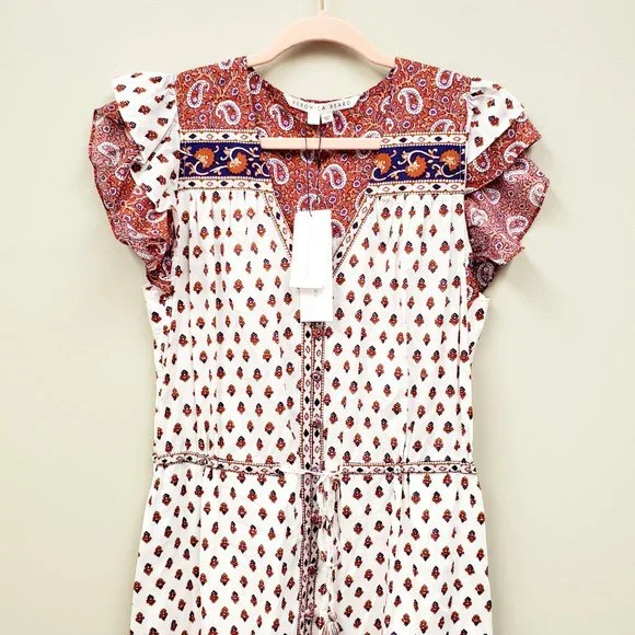 Veronica Beard Tinzia Mixed Print Midi Dress Sz L NWT